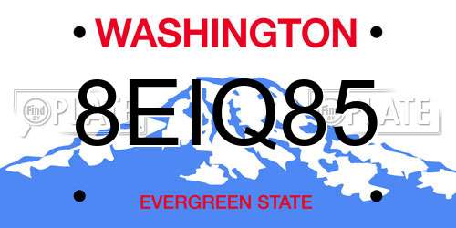 8EIQ85 Washington License Plate