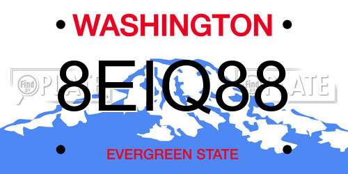 8EIQ88 Washington License Plate