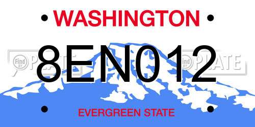 8EN012 Washington License Plate