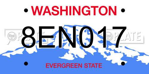 8EN017 Washington License Plate