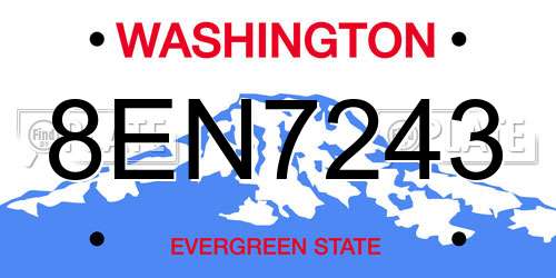 8EN7243 Washington License Plate