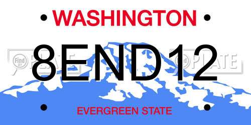 8END12 Washington License Plate