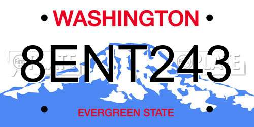 8ENT243 Washington License Plate