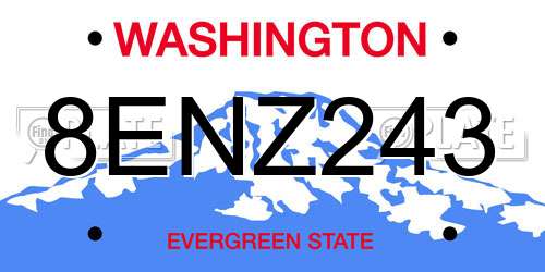 8ENZ243 Washington License Plate