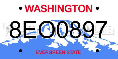 8EO0897 Washington License Plate