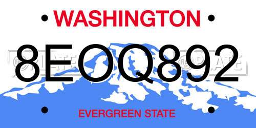 8EOQ892 Washington License Plate