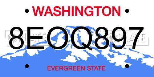 8EOQ897 Washington License Plate
