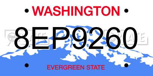 8EP9260 Washington License Plate