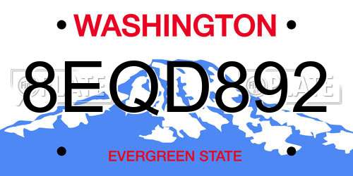 8EQD892 Washington License Plate