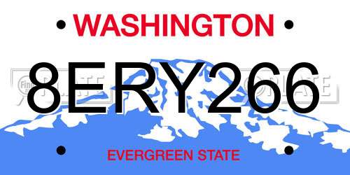 8ERY266 Washington License Plate
