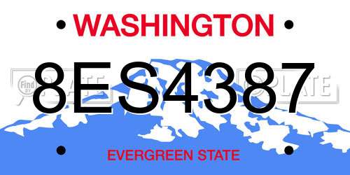 8ES4387 Washington License Plate