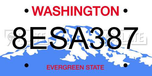 8ESA387 Washington License Plate