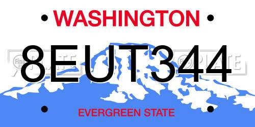 8EUT344 Washington License Plate