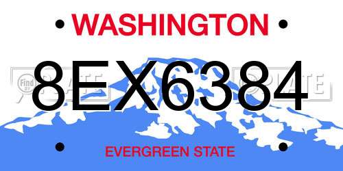 8EX6384 Washington License Plate