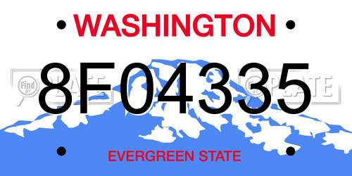 8F04335 Washington License Plate