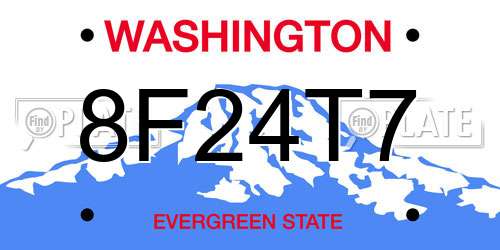 8F24T7 Washington License Plate