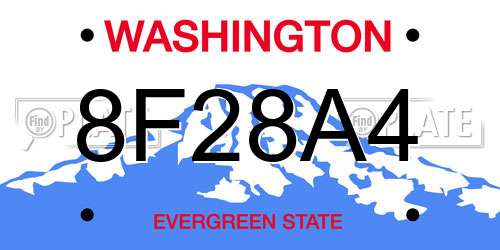 8F28A4 Washington License Plate