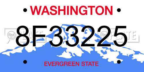 8F33225 Washington License Plate