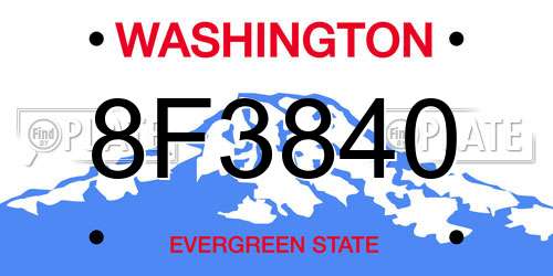 8F3840 Washington License Plate