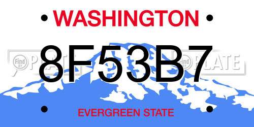 8F53B7 Washington License Plate