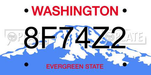 8F74Z2 Washington License Plate