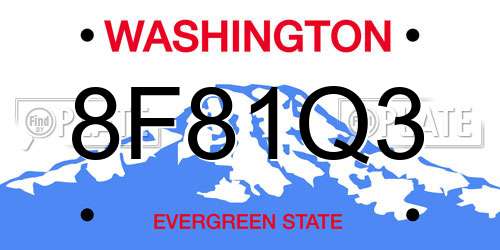 8F81Q3 Washington License Plate