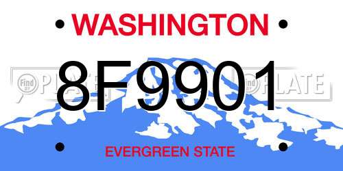 8F9901 Washington License Plate