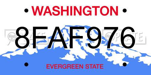 8FAF976 Washington License Plate