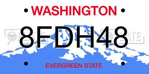 8FDH48 Washington License Plate