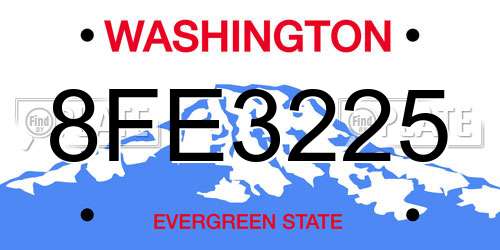8FE3225 Washington License Plate