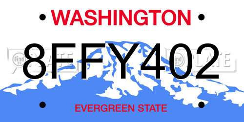8FFY402 Washington License Plate