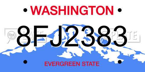 8FJ2383 Washington License Plate