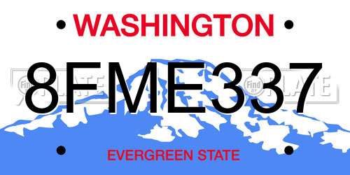 8FME337 Washington License Plate