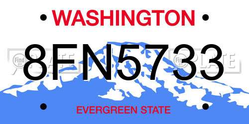 8FN5733 Washington License Plate