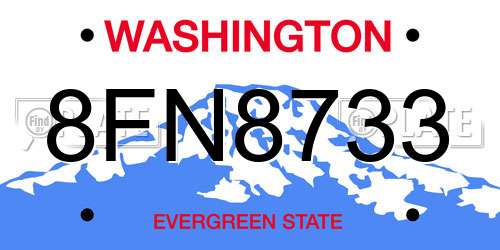 8FN8733 Washington License Plate