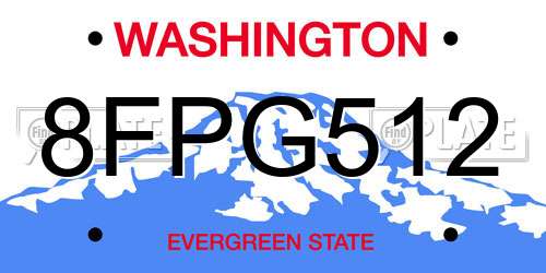 8FPG512 Washington License Plate