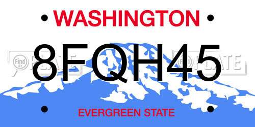 8FQH45 Washington License Plate
