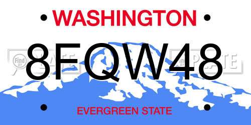 8FQW48 Washington License Plate