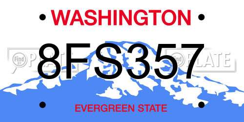 8FS357 Washington License Plate