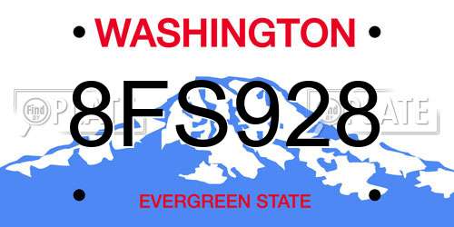 8FS928 Washington License Plate