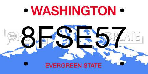 8FSE57 Washington License Plate