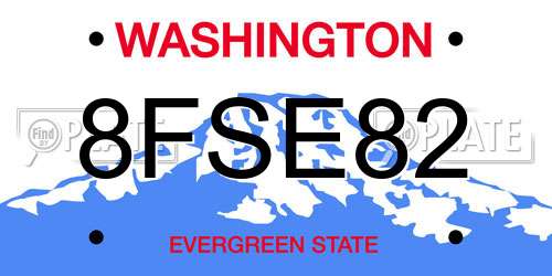 8FSE82 Washington License Plate