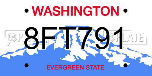 8FT791 Washington License Plate