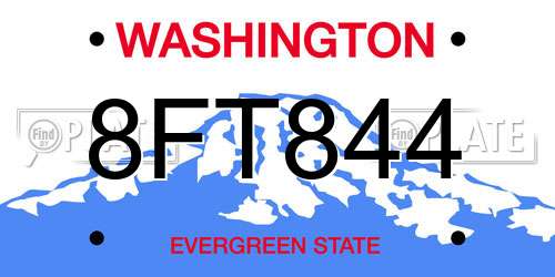 8FT844 Washington License Plate