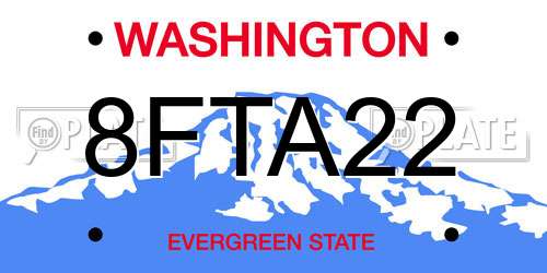 8FTA22 Washington License Plate