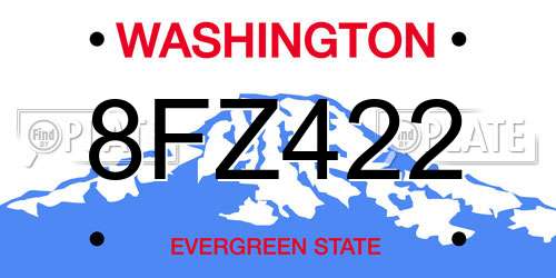 8FZ422 Washington License Plate