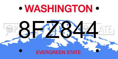 8FZ844 Washington License Plate