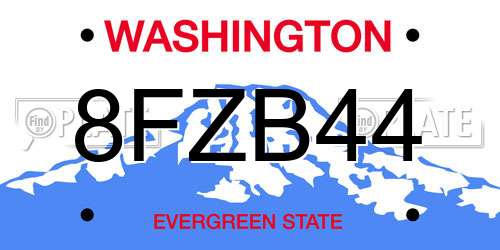 8FZB44 Washington License Plate