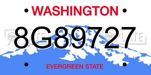 8G89727 Washington License Plate