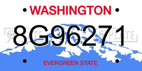 8G96271 Washington License Plate